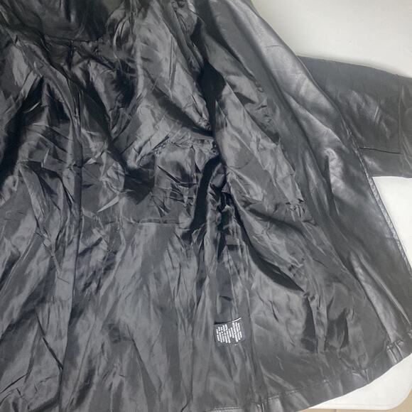 ASOS New Look Black Faux Leather Biker Jacket Full Zip Quilted Sz Medium - Picture 10 of 13